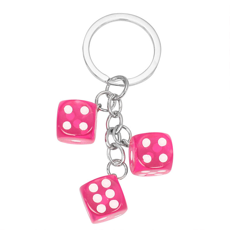 Dice Shaped Resin Keychain Accessory