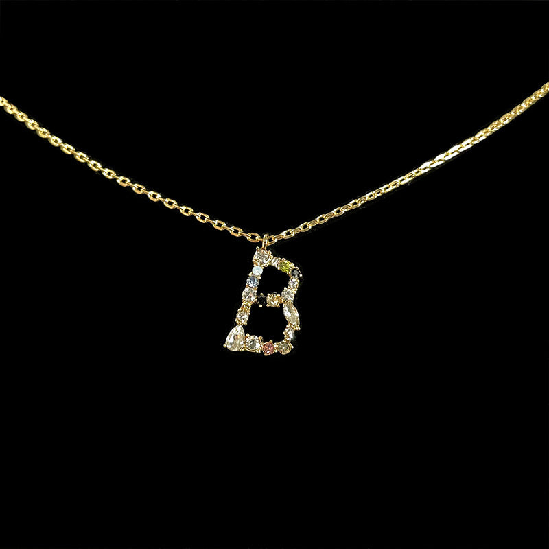 Simple Style 18k Gold Zircon Letter Pendant Necklace