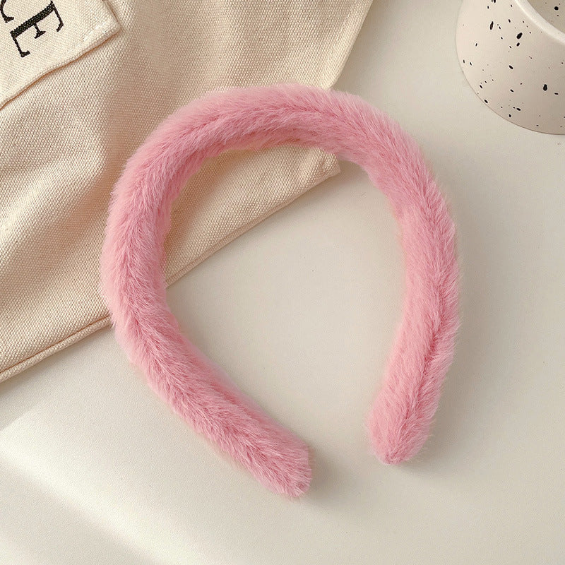 Women's Vintage Candy Color Plush Wide Hairband