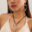 Vacation Beach Heart Shape Alloy Pendant Necklace with Adjustable Wax Cord