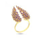 Elegant Leaf Design 18k Gold Plated Zircon Adjustable Ring