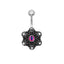 Retro Punk Flower Belly Ring - 316 Stainless Steel & Black Nickel Alloy with Acrylic Inlay