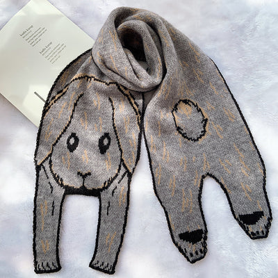 Children's Unisex Cartoon Animal Knit Scarf - Dog, Bear, Rabbit Design