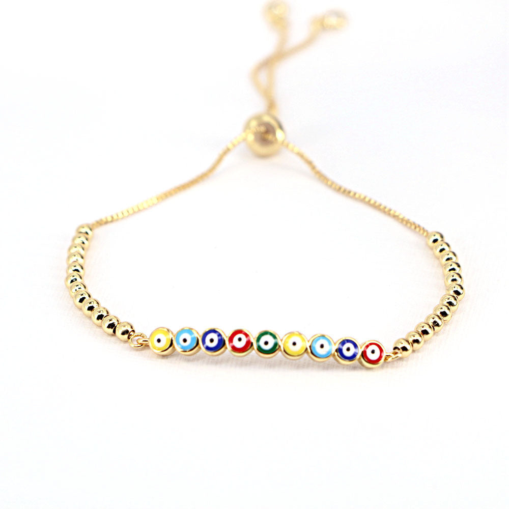 Bohemian Rainbow Eye Adjustable Copper Bracelet