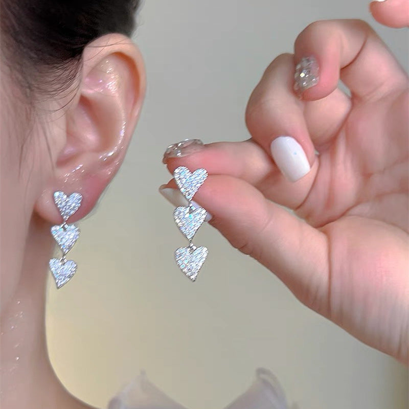 1 Pair Fashion Water Droplets Heart Shape Flower Alloy Inlay Artificial Pearls Rhinestones Women's Drop Earrings