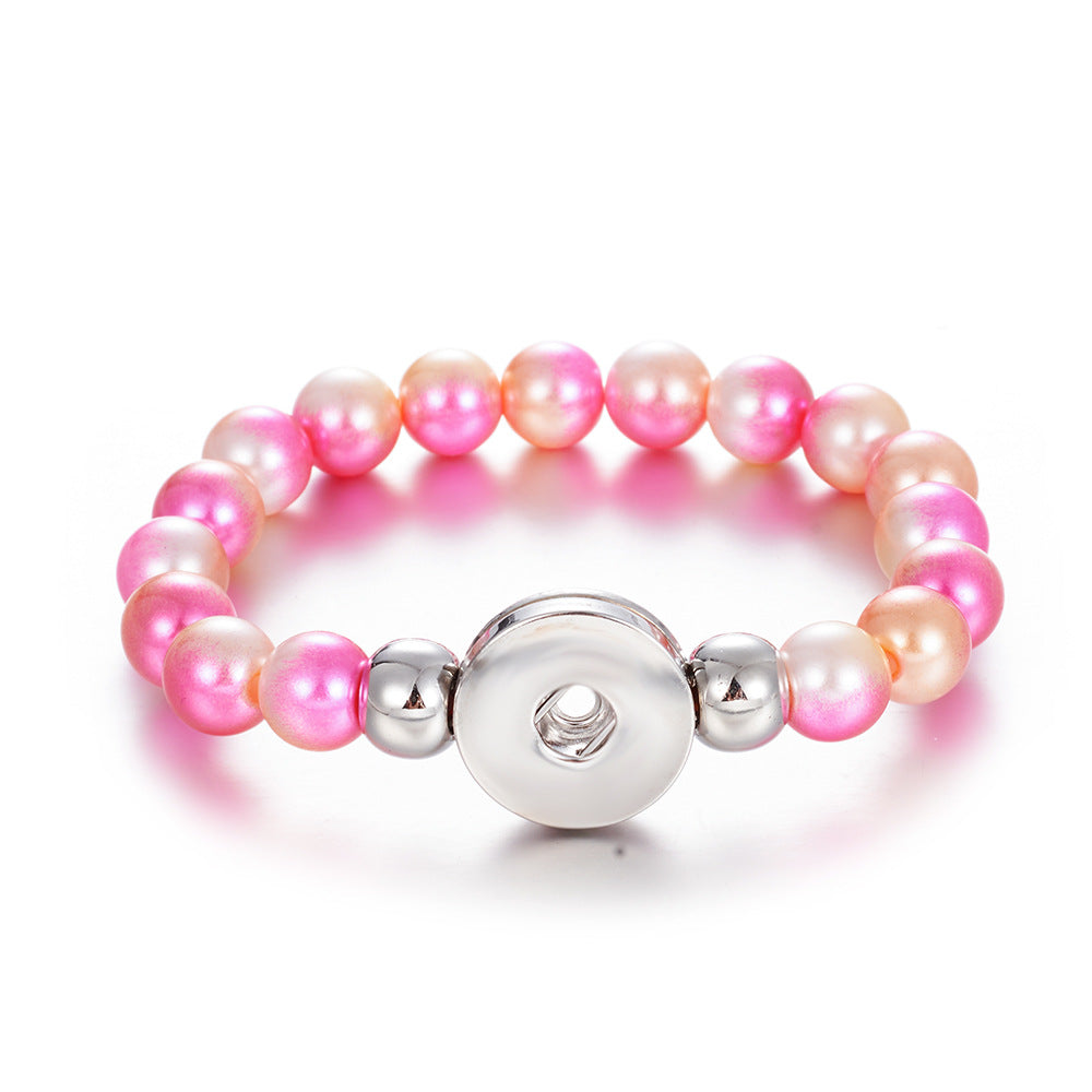 Children's Cartoon Unicorn String Bracelet with Colorful Faux Pearl Noosa Button Accessories