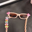 Kids Color Block Resin Square Sunglasses with Heart Acrylic Strap Necklace