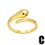 Simple Irregular Snake Gold Plated Zircon Open Ring for Women