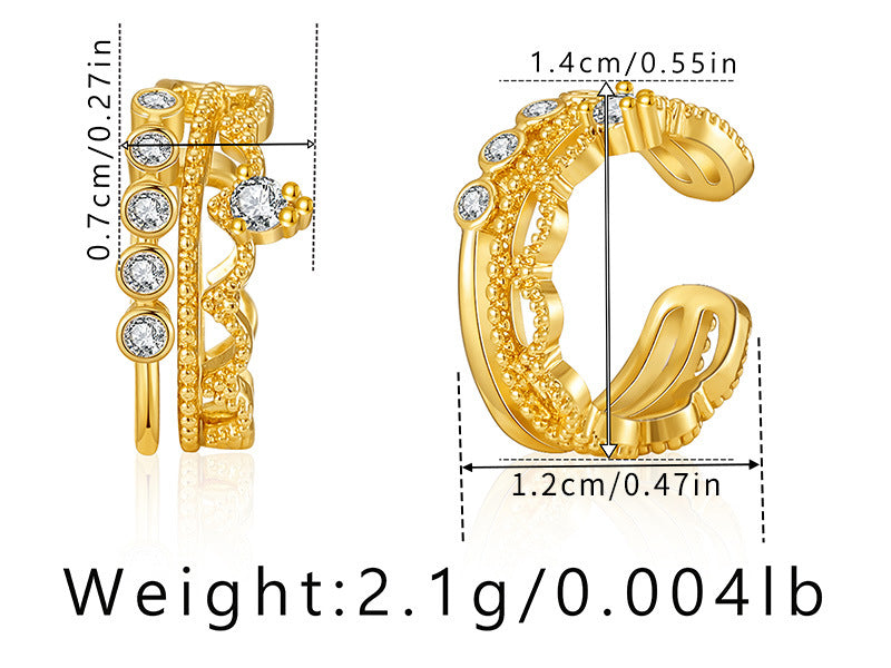 Elegant Butterfly Zircon 18k Gold Plated Copper Ear Cuffs