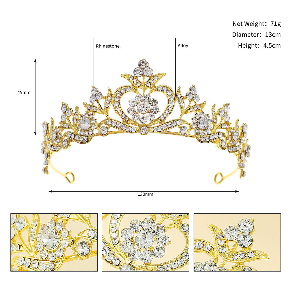 Retro Baroque Bridal Crown Headdress for Wedding Dress Accessories