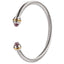 Simple C Shape Stainless Steel Adjustable Cable Bangle with Artificial Crystal Turquoise