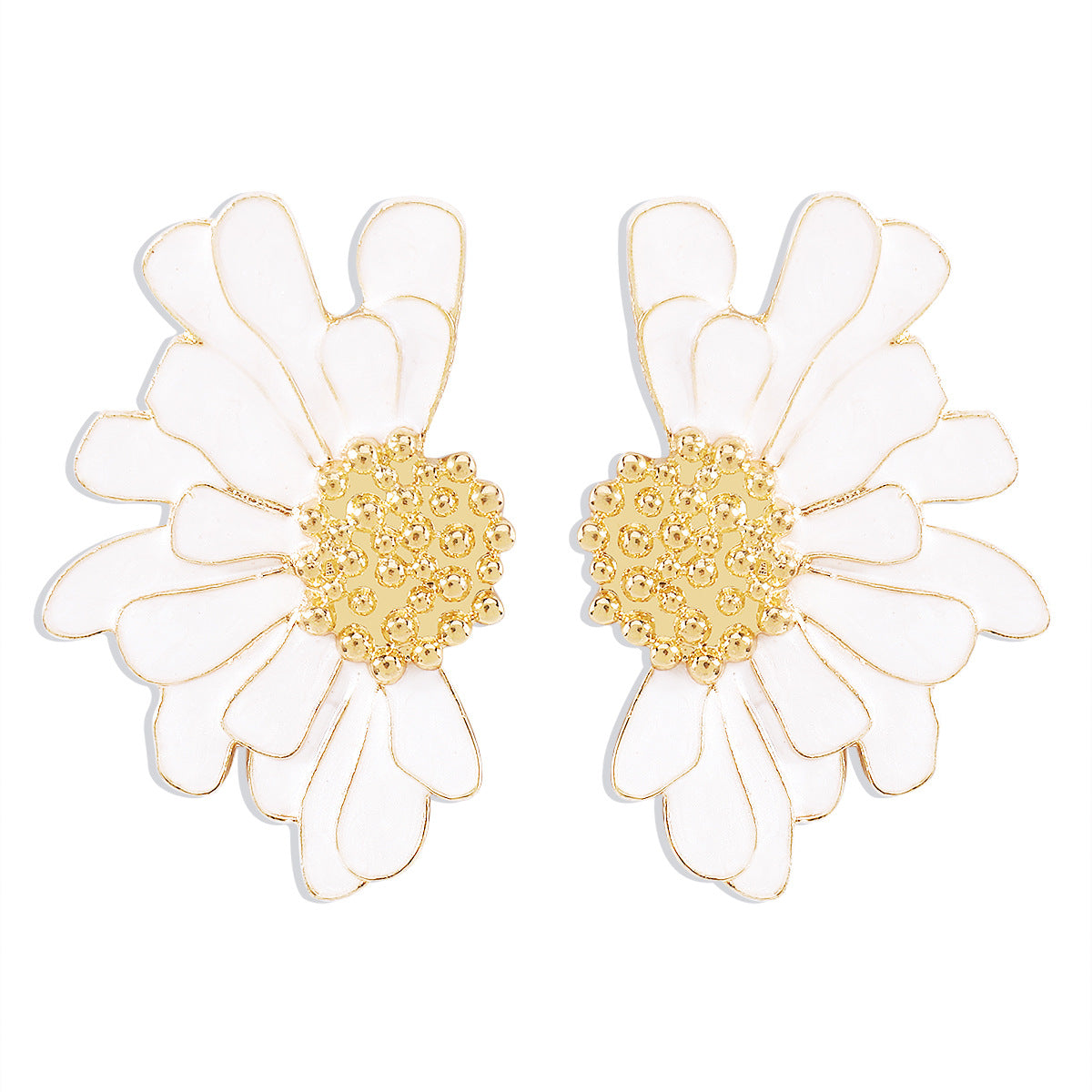 Elegant Vintage Flower Enamel Alloy Stud Earrings for Women