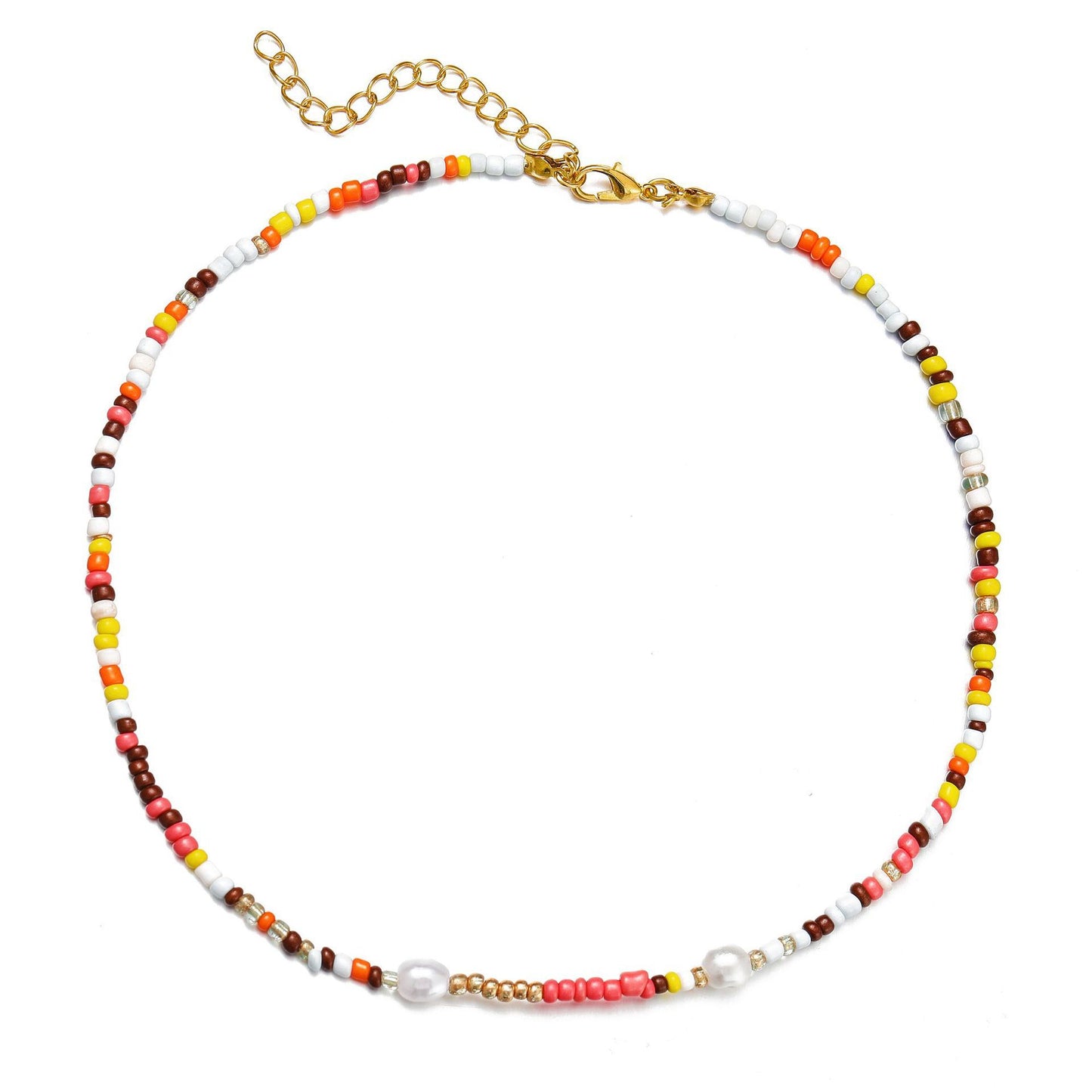 Bohemian Colorful Floral Rice Bead Necklace for Women