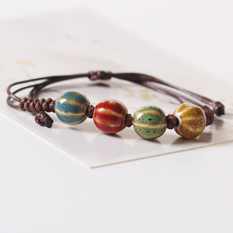 Ethnic Style Jingdezhen Ceramic Knitted Women's Bracelet