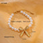 Elegant Titanium Steel Bow Knot Pearl Bracelet - 18K Gold-Plated Women's Jewelry