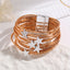 Modern European Multi-Layer PU Leather Circle Bracelet with Pentagram Accessories