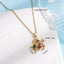 304 Stainless Steel Copper Tortoise Pendant Necklace with Zircon Inlay