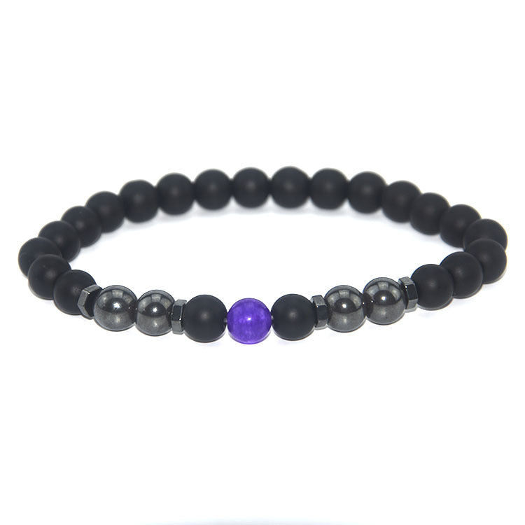 Retro Matte Black Magnetic Stone Beaded Anklet