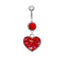 1 Piece Heart Shape Belly Ring - Punk Simple Style, 316 Stainless Steel with Rhinestone Inlay, White Gold Plated