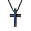 Hip-Hop Retro Cross Carbon Fiber Titanium Steel Men's Pendant Necklace