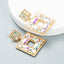 Fashion Colored Diamond Series Alloy Diamond-studded Glass Diamond Multi-layer Square Earrings