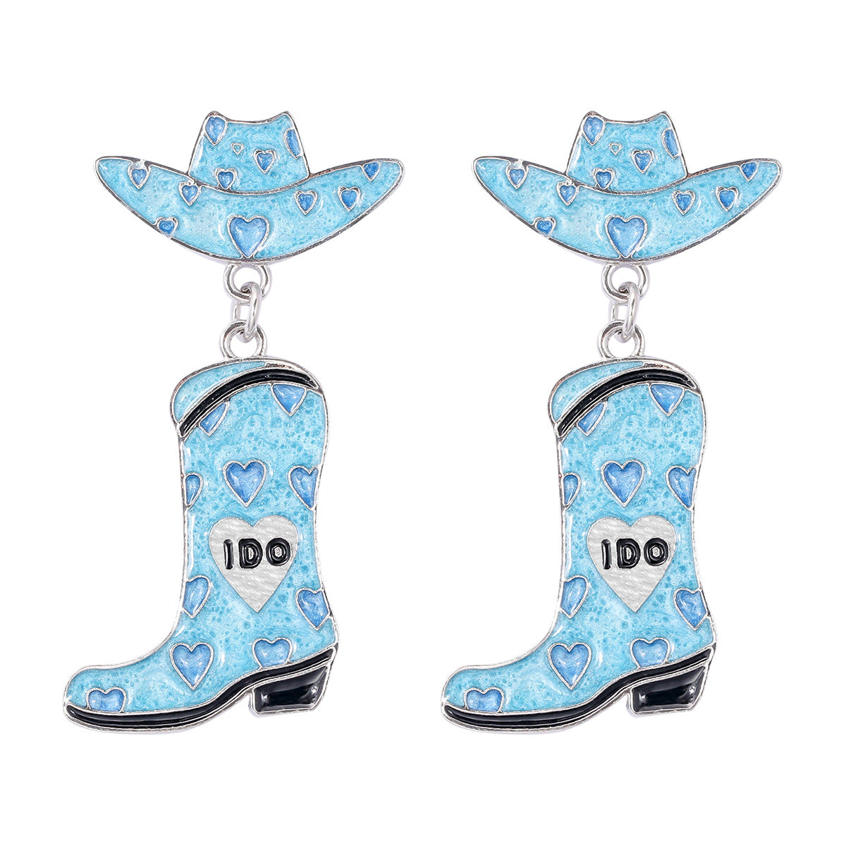 Western Cowboy Hat & Boot Rhinestone Pearl Drop Earrings for Women