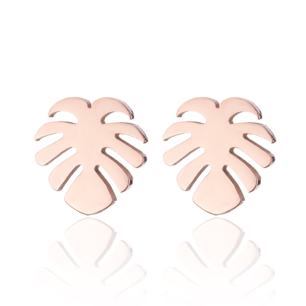 Women'S Fashion Palm Tree Stainless Steel No Inlaid Ear Studs Stainless Steel Earrings