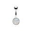 Geometric Stainless Steel Zircon & Opal Belly Ring Set - 5 Pieces Silver