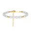 14K Gold Plated Sterling Silver Freshwater Pearl Adjustable Geometric Bracelet