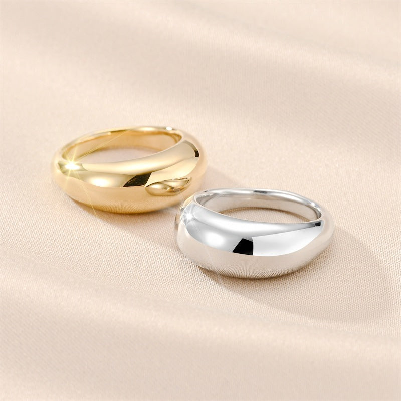 Simple Minimalist Titanium Steel Polished Plating Couple Rings