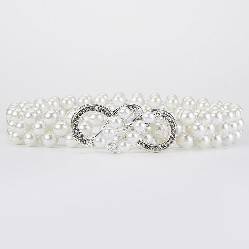 Elegant Vintage White Pearl Women's Chain Belt