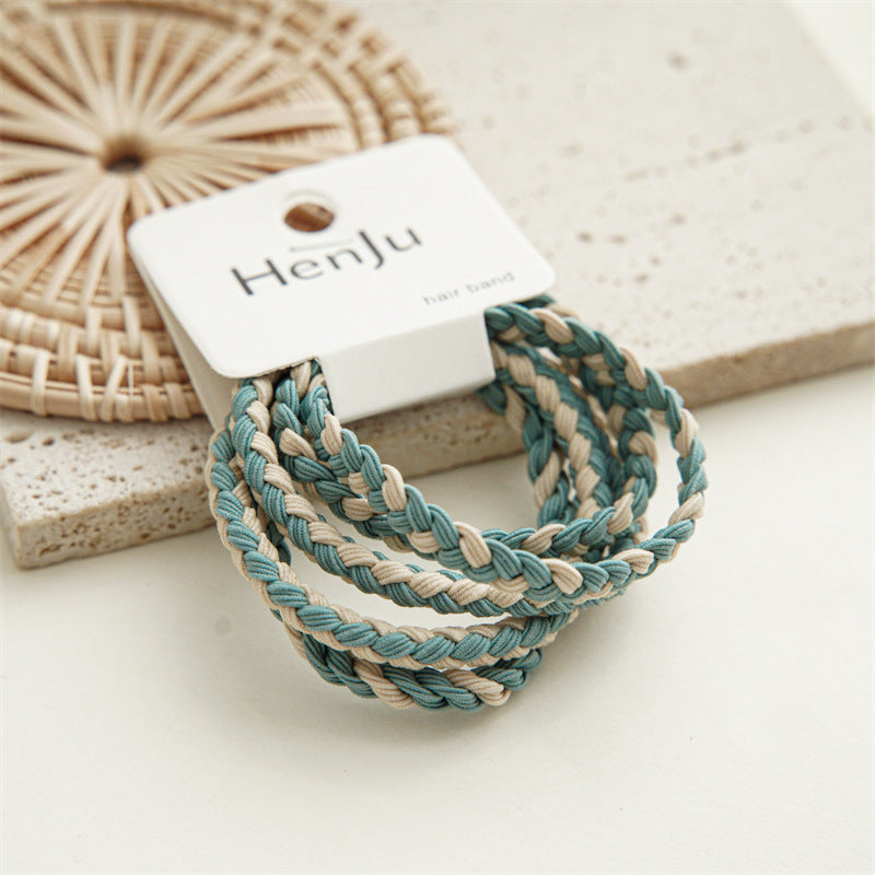 Geometric Candy Color Elastic Hair Bands Set - 5 Pieces