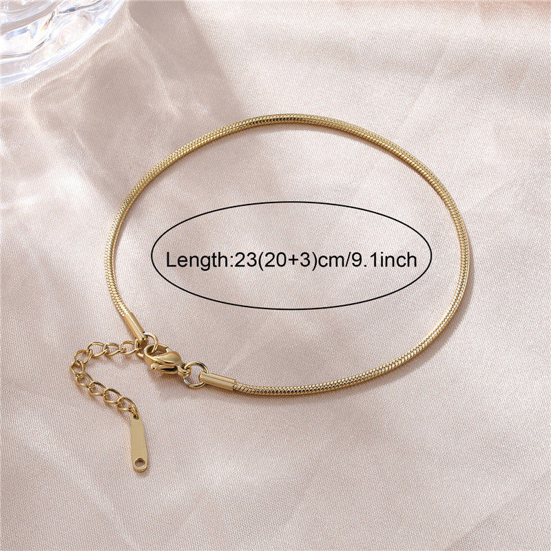 18K Gold Plated Stainless Steel Lingge Chain Anklet - Minimalist Blade Design