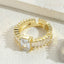 Elegant Geometric Zircon Square 14K Gold Plated Open Ring