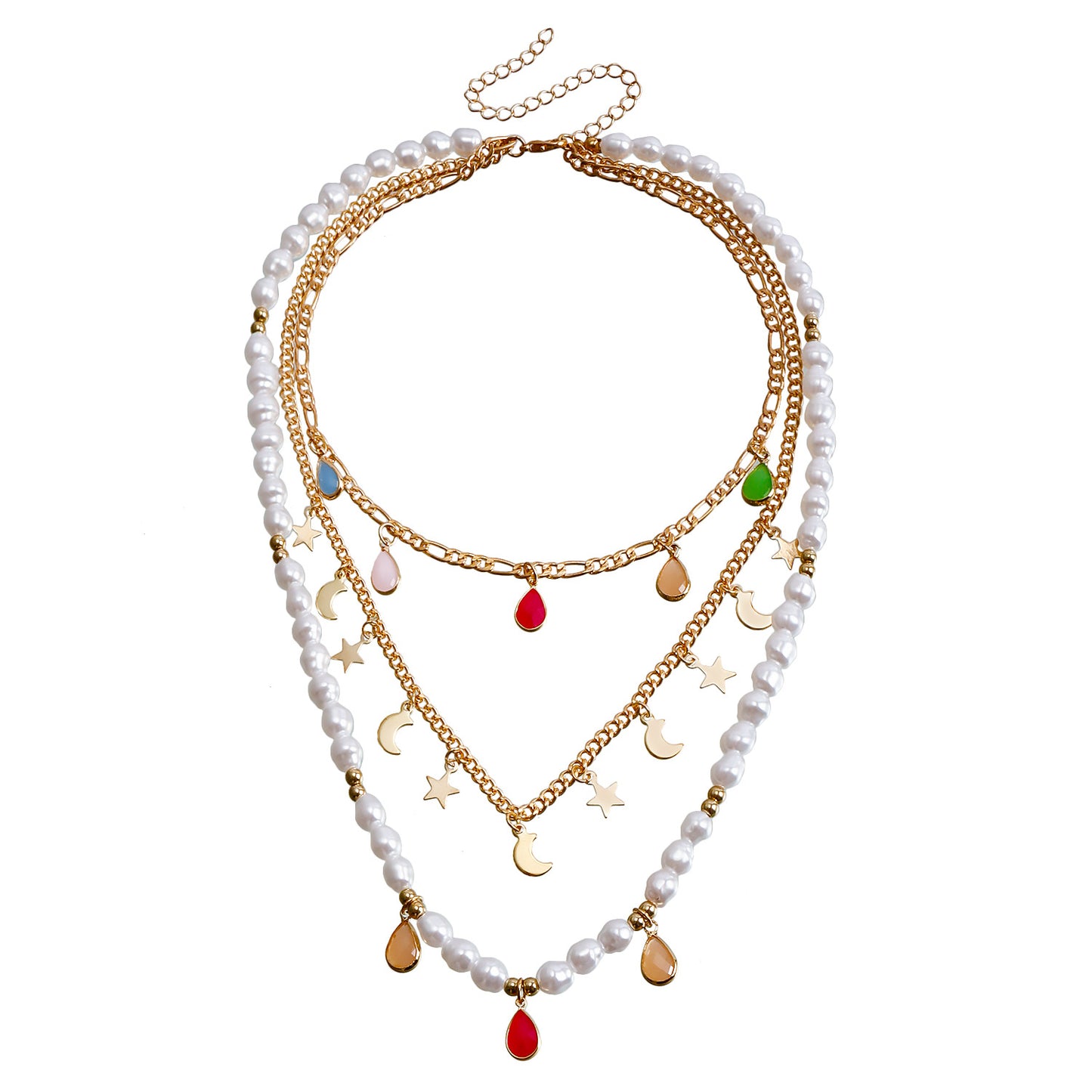 Bohemian Star Moon Multicolor Beaded Layered Necklace