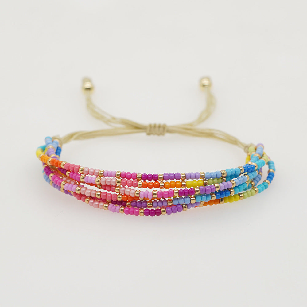 Ig Style Color Block Miyuki Beaded Multi-Layer Women's Bracelet