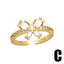 Sweet Simple Heart & Butterfly 18K Gold Plated Open Ring with Zircon Inlay