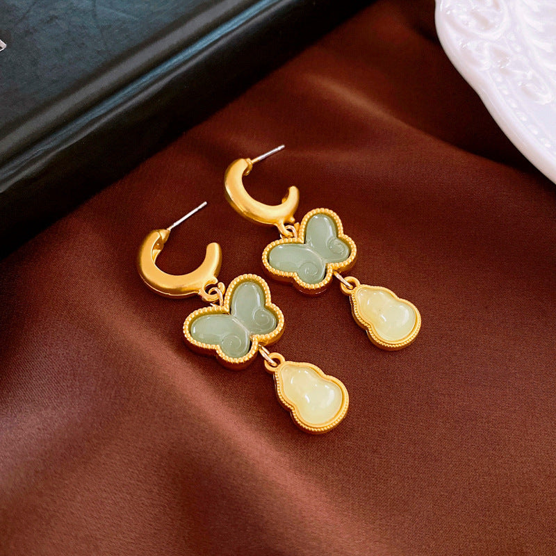 Elegant Leaf Fan-Shaped Copper Drop Earrings