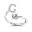 Fashion Adjustable Silver Zircon Letter Ring