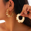 Retro Geometric Alloy Sunflower Stud Earrings for Women