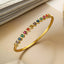 Elegant Heart-Shaped Zircon 18k Gold Plated Copper Bangle Bracelet