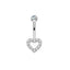 Heart Shape Zircon Inlay Belly Ring Set - Stainless Steel & Copper Components