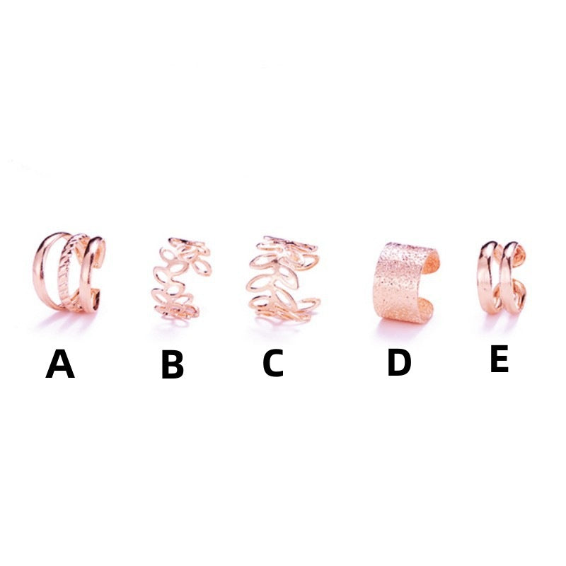 Fashion Geometric Alloy Plated C-Shaped Clip-On Earrings Set for Women