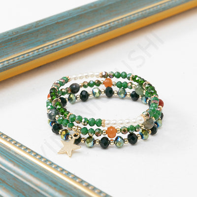 Casual Beach Style Crystal Beaded Layered Bracelet Set