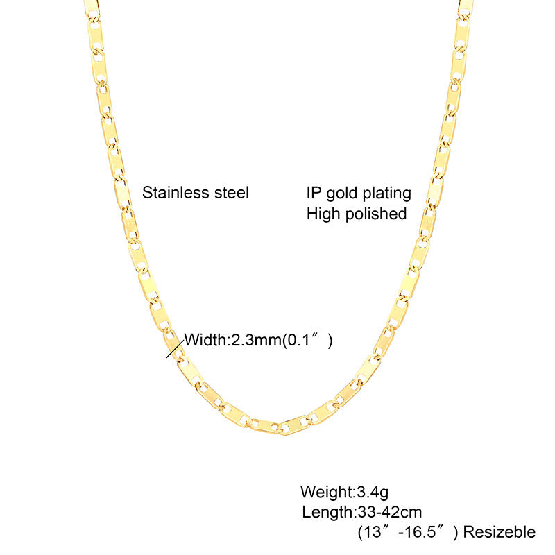 Wholesale Simple Style Solid Color Stainless Steel 18K Gold Plated Titanium Steel Necklace