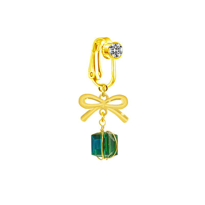 Vintage Style Bow Knot Belly Ring - 316 Stainless Steel with Rhinestones and Gold Plating