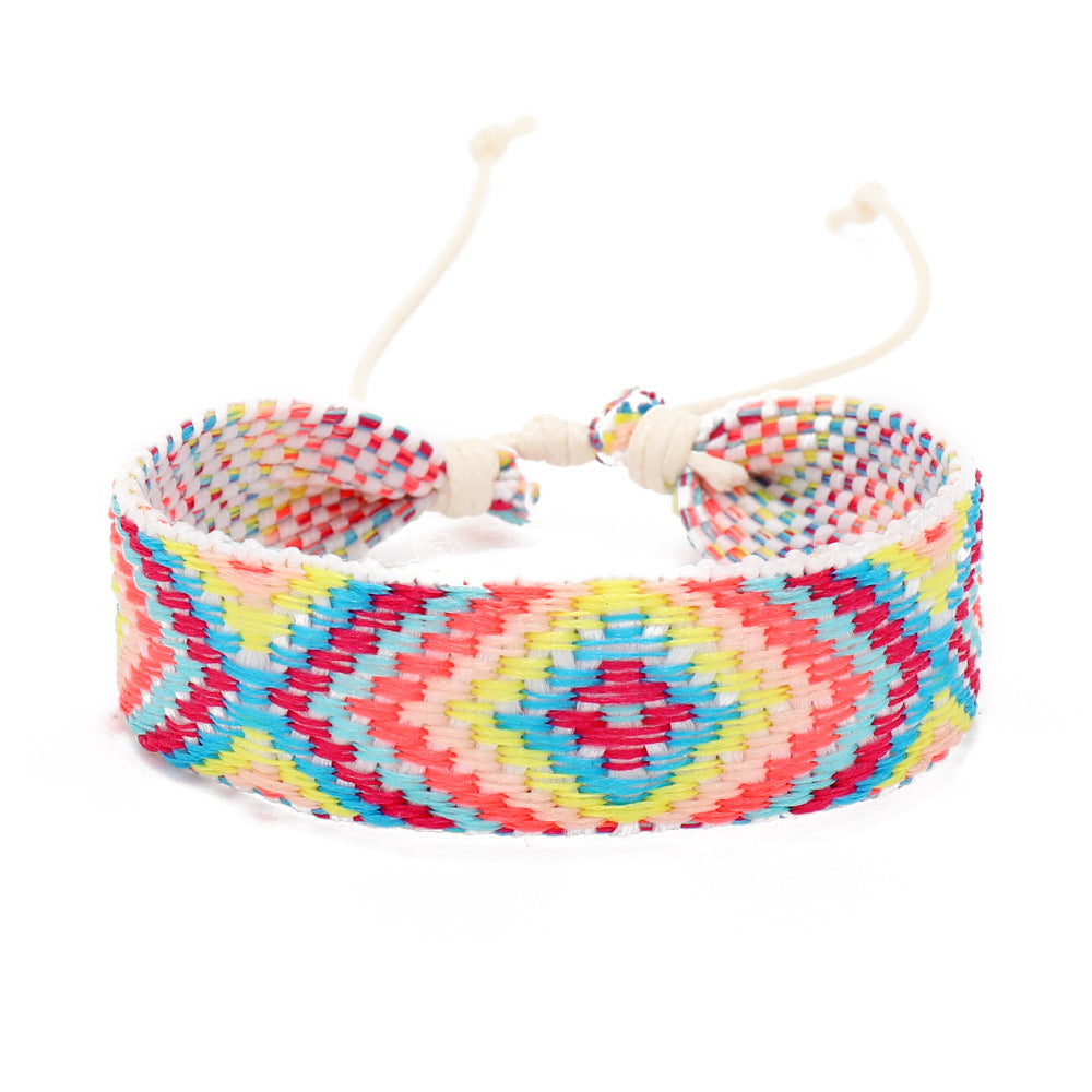 Retro Rhombus Ethnic Style Cotton Rope Hand-Woven Bracelet