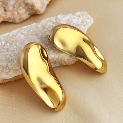 1 Pair Elegant Geometric 18K Gold Plated Stainless Steel Ear Studs