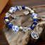 Chinoiserie Blue and White Porcelain Crystal Ceramic Tree of Life Bracelet