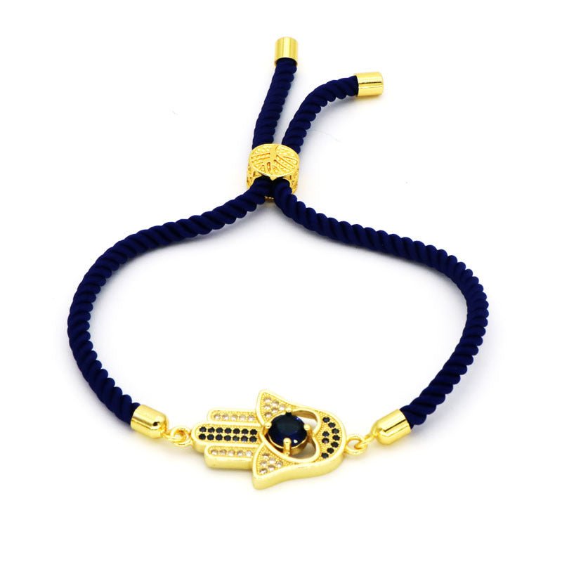 18K Gold Plated Zircon Evil Eye Rope Bracelet for Women